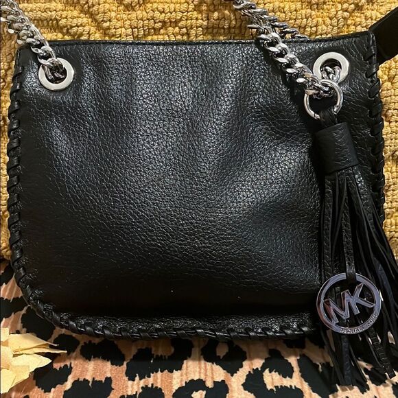 Michael Kors Black Leather Chain Strap Bag - Picture 1 of 11
